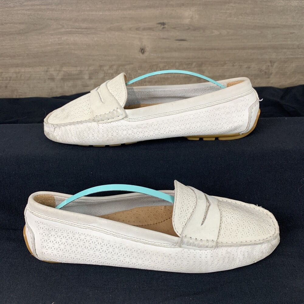 Ralph Lauren Camila Leather Penny Loafers Flat  Shoes Slip On - Ivory Size 8 B